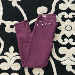 True Religion Eggplant Purple Serena Cut Denim Size 32
